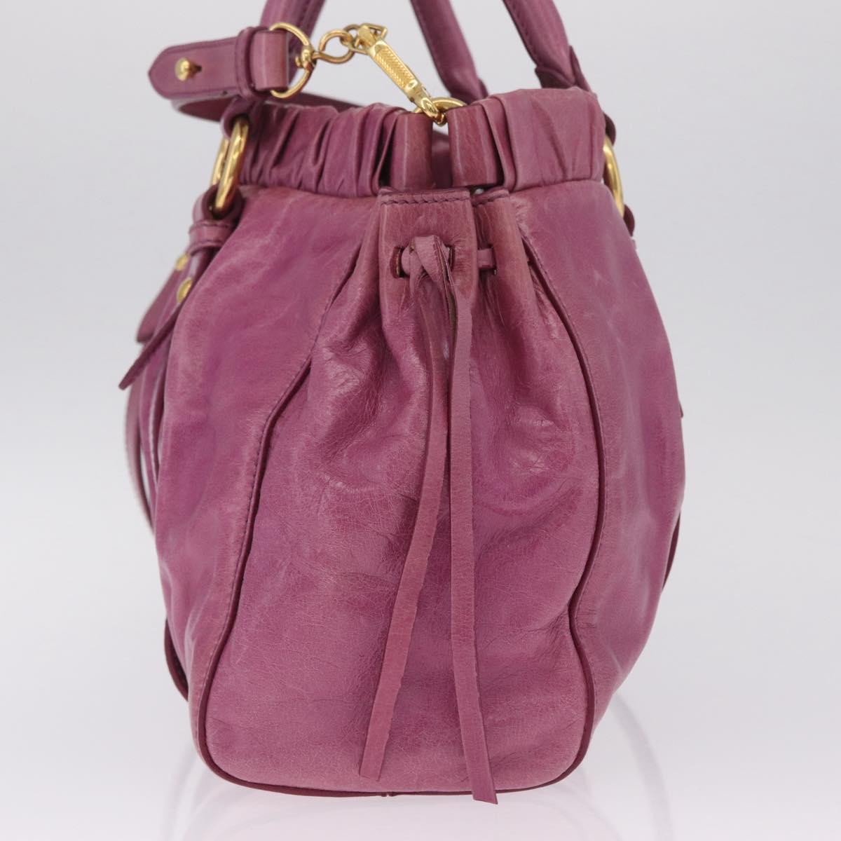 Miu Miu Hand Bag Leather 2way Pink Gold Auth 212720M