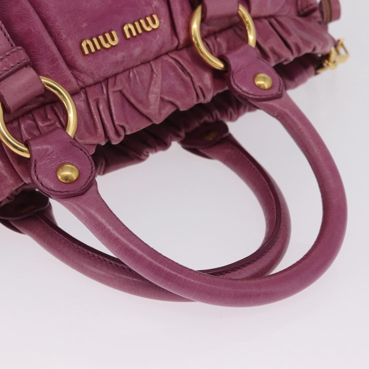 Miu Miu Hand Bag Leather 2way Pink Gold Auth 212720M