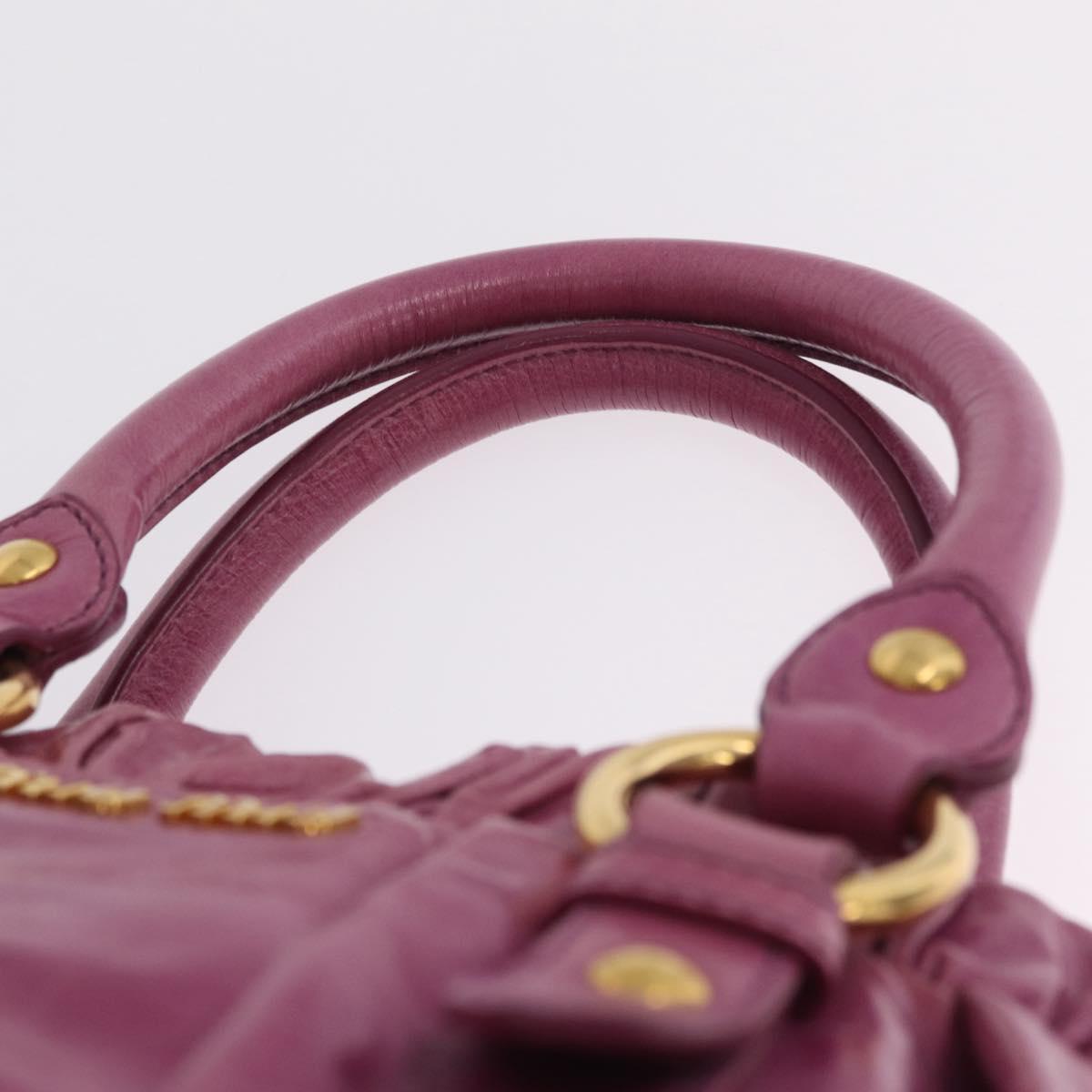 Miu Miu Hand Bag Leather 2way Pink Gold Auth 212720M