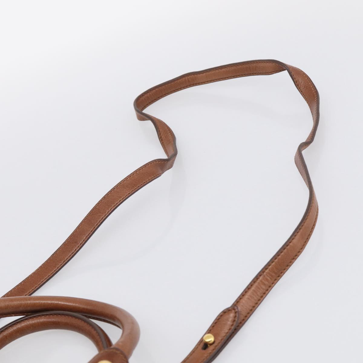 Miu Miu Hand Bag Leather 2way Brown Gold Auth 212725M