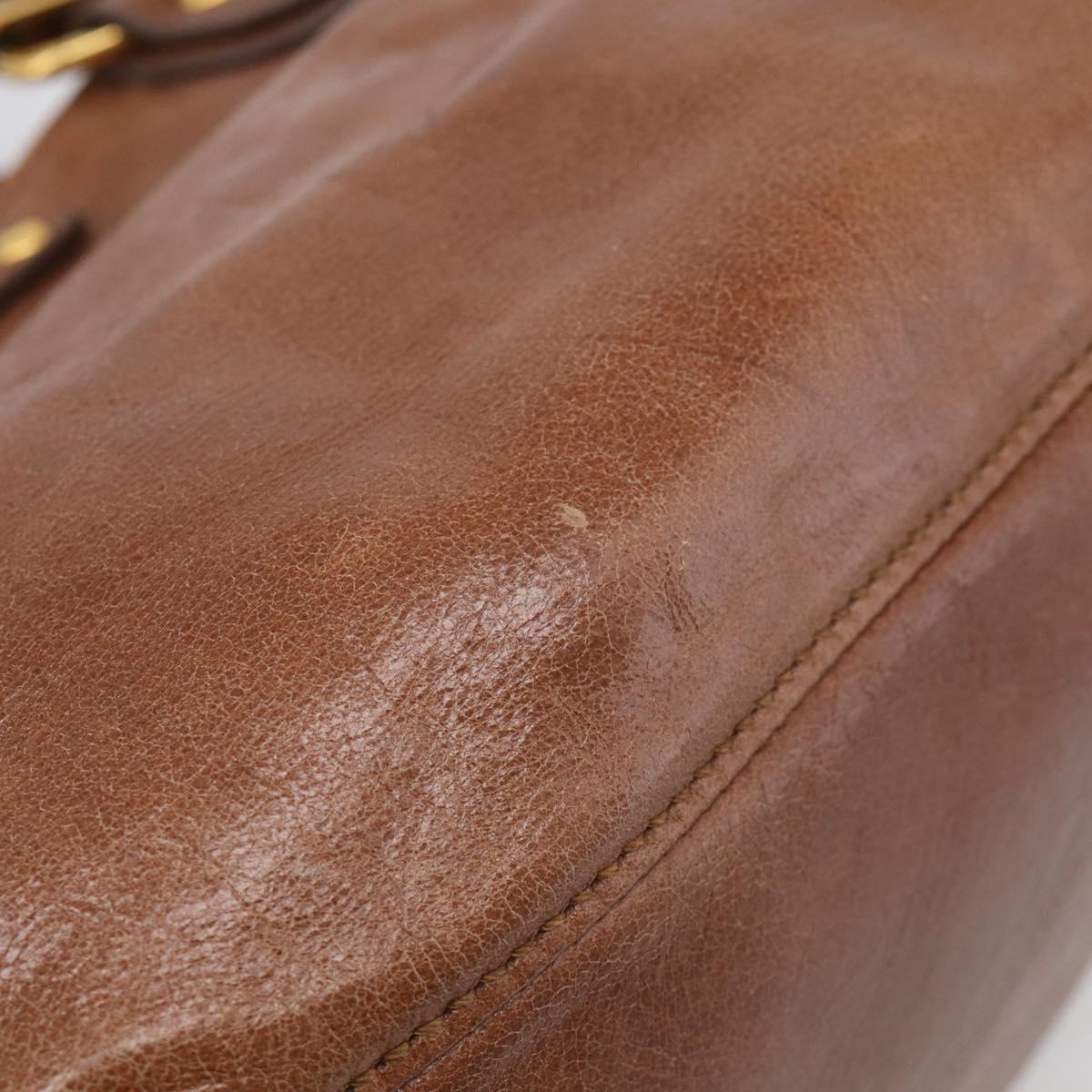 Miu Miu Hand Bag Leather 2way Brown Gold Auth 212725M