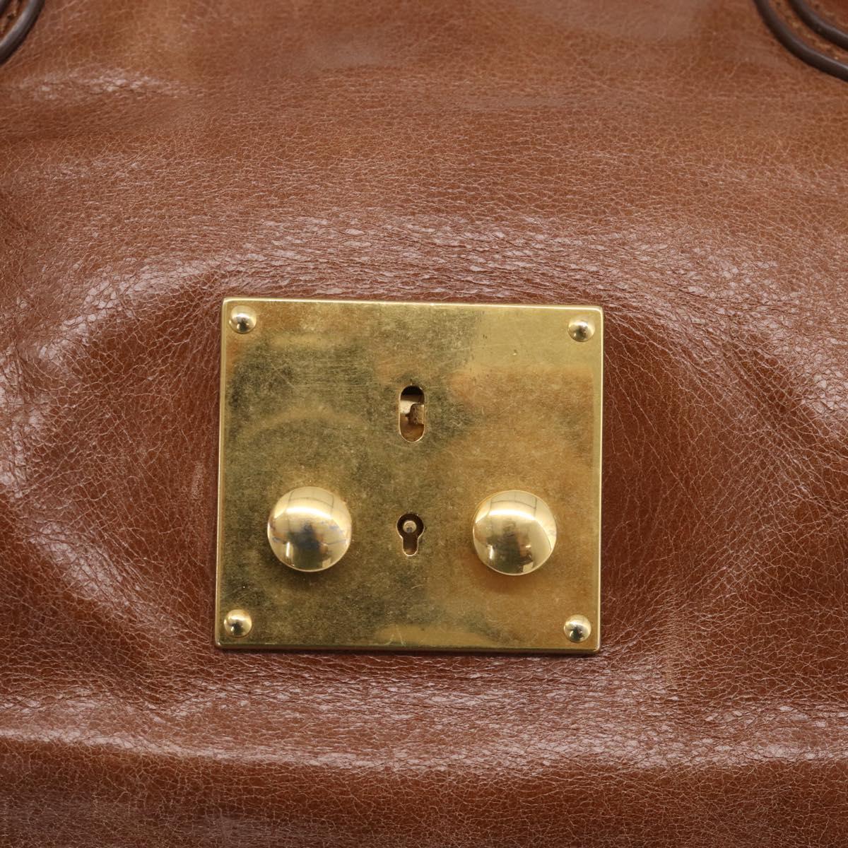 Miu Miu Hand Bag Leather 2way Brown Gold Auth 212725M