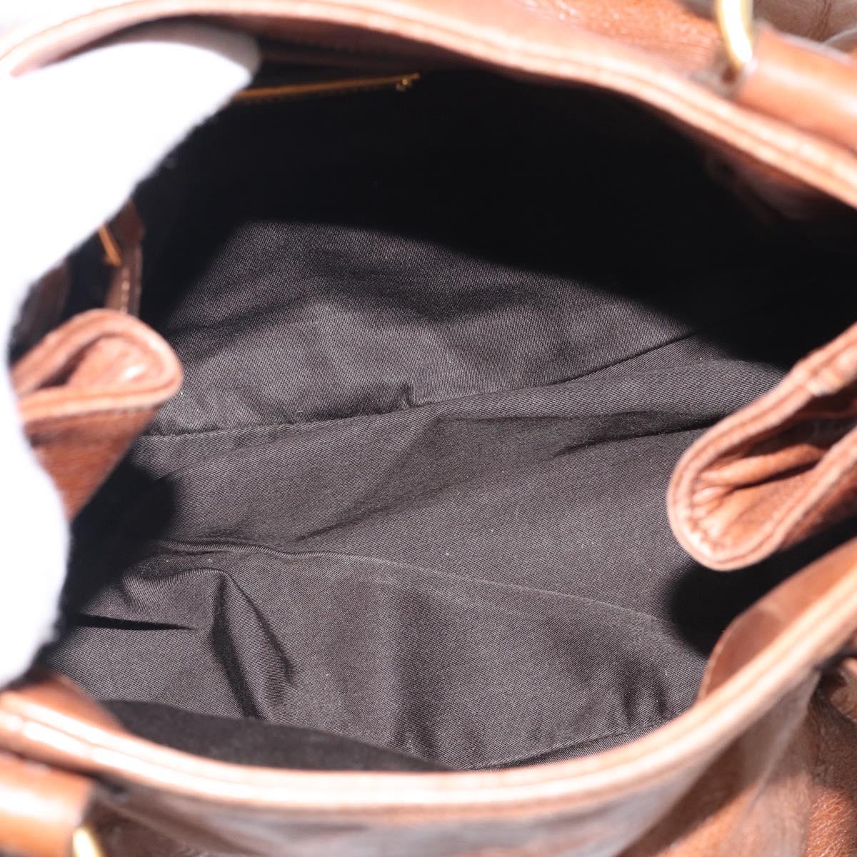 Miu Miu Hand Bag Leather 2way Brown Gold Auth 212725M