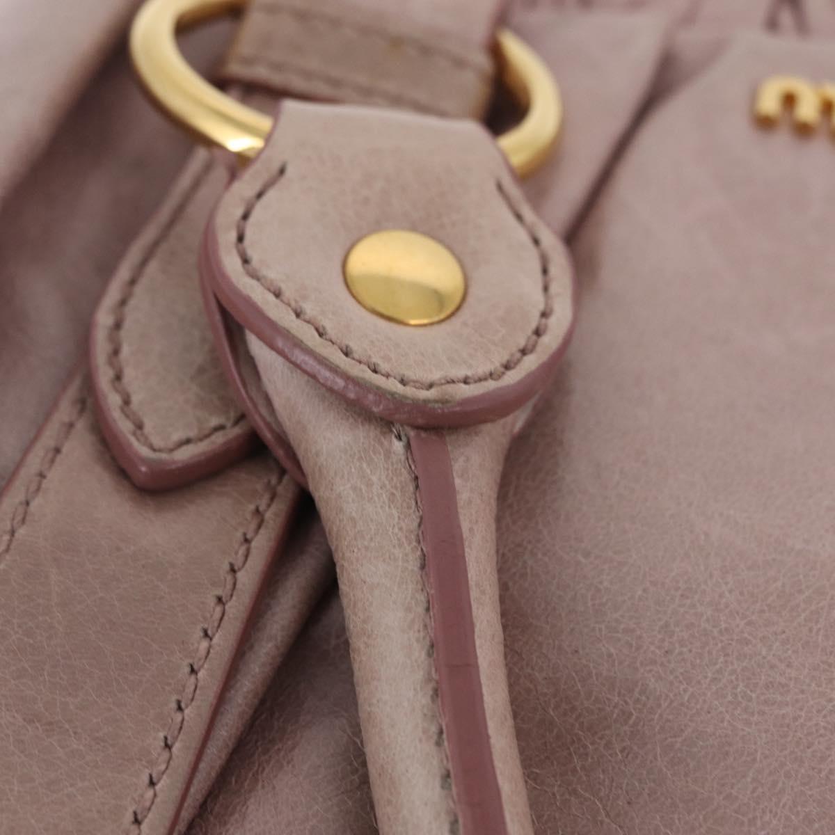 Miu Miu Hand Bag Leather 2way Pink Gold Auth 212726V