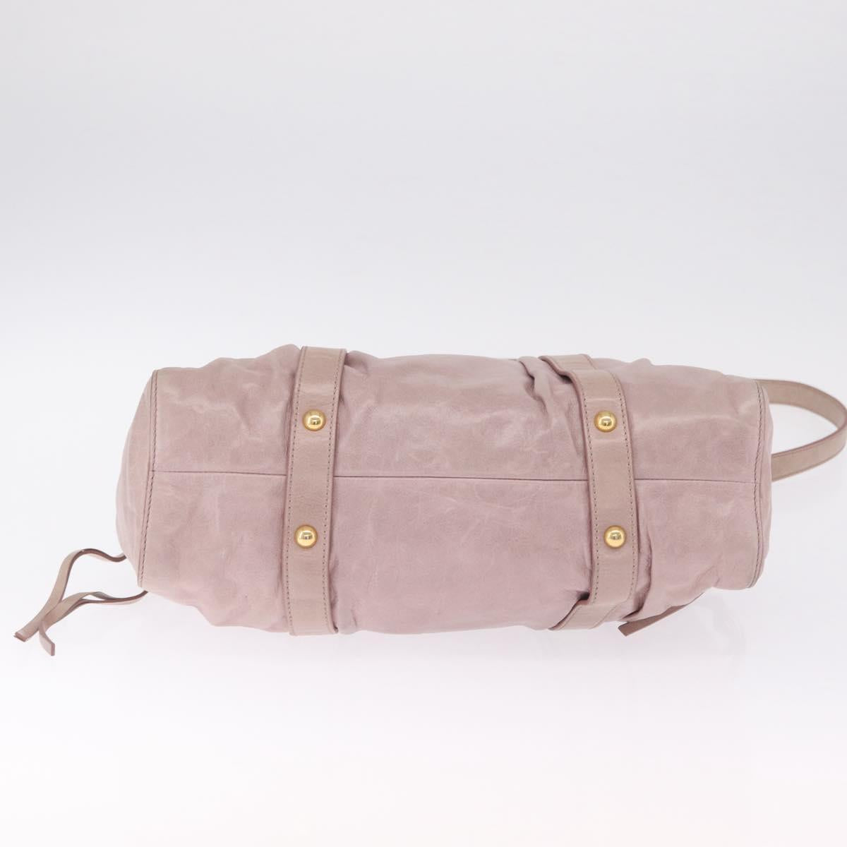 Miu Miu Hand Bag Leather 2way Pink Gold Auth 212726V