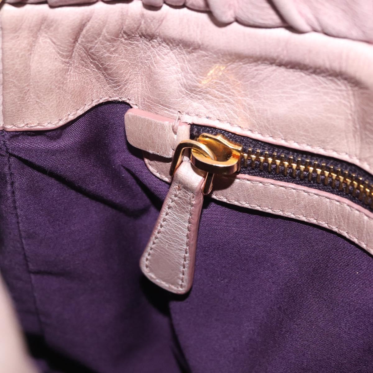 Miu Miu Hand Bag Leather 2way Pink Gold Auth 212726V
