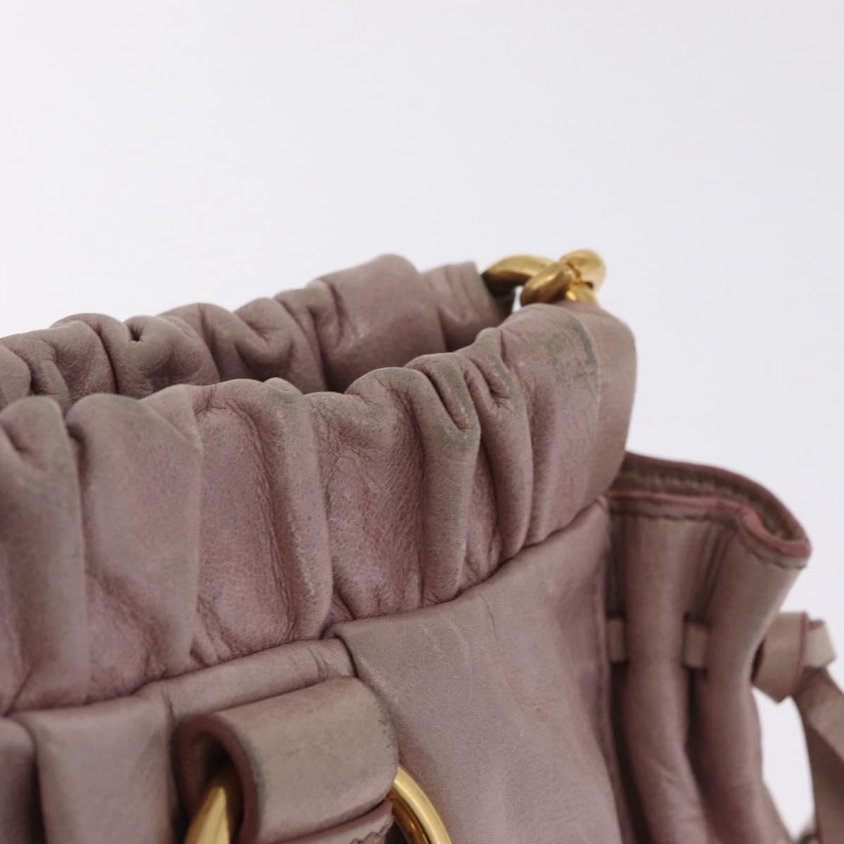 Miu Miu Hand Bag Leather 2way Pink Gold Auth 212726V