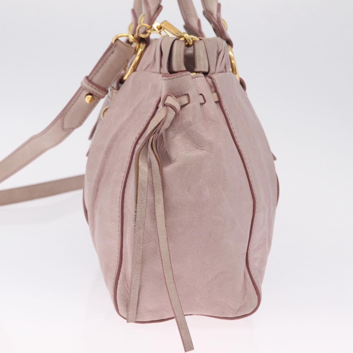 Miu Miu Hand Bag Leather 2way Pink Gold Auth 212726V