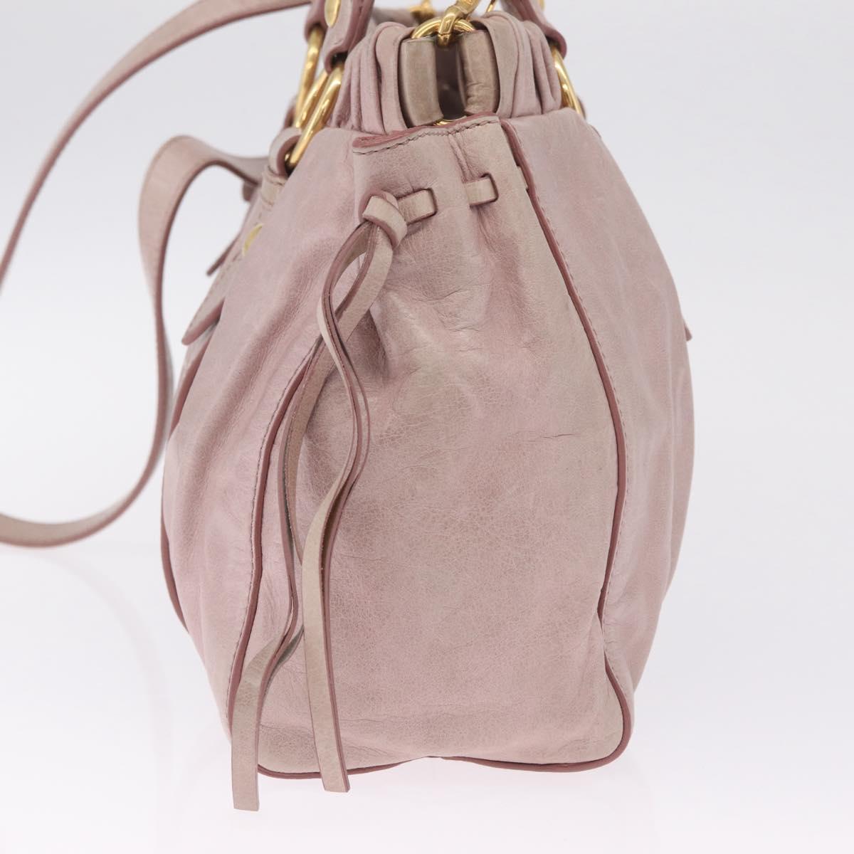 Miu Miu Hand Bag Leather 2way Pink Gold Auth 212726V