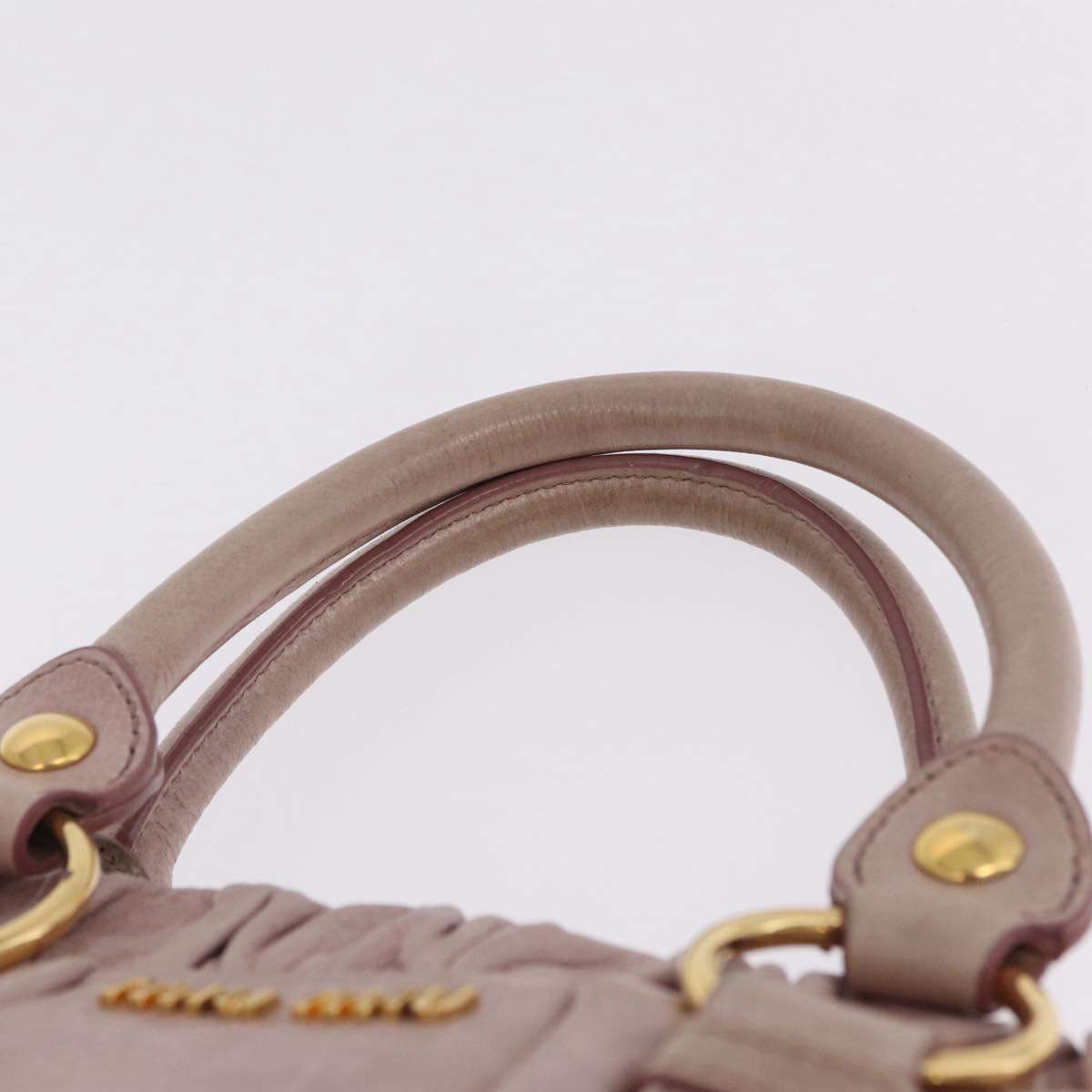 Miu Miu Hand Bag Leather 2way Pink Gold Auth 212726V