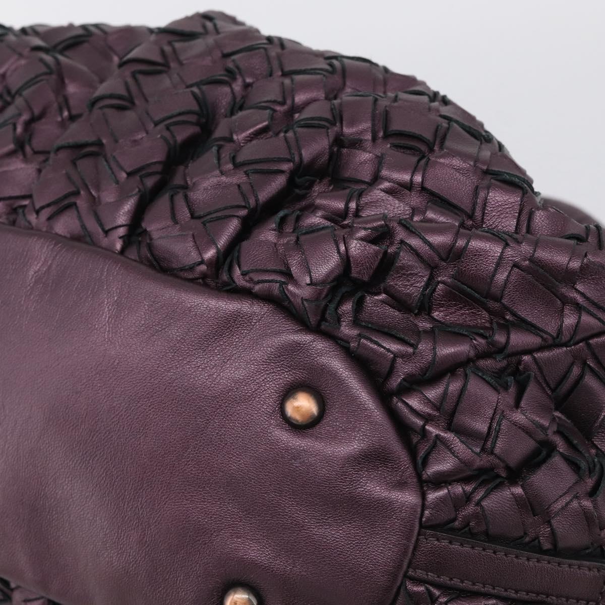 Miu Miu Hand Bag Leather Purple Gold Auth 212728SAM