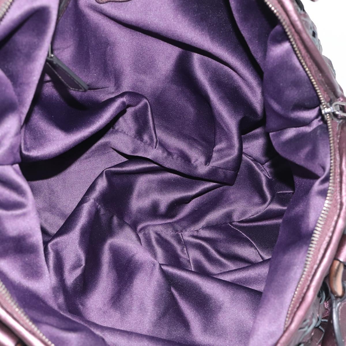 Miu Miu Hand Bag Leather Purple Gold Auth 212728SAM