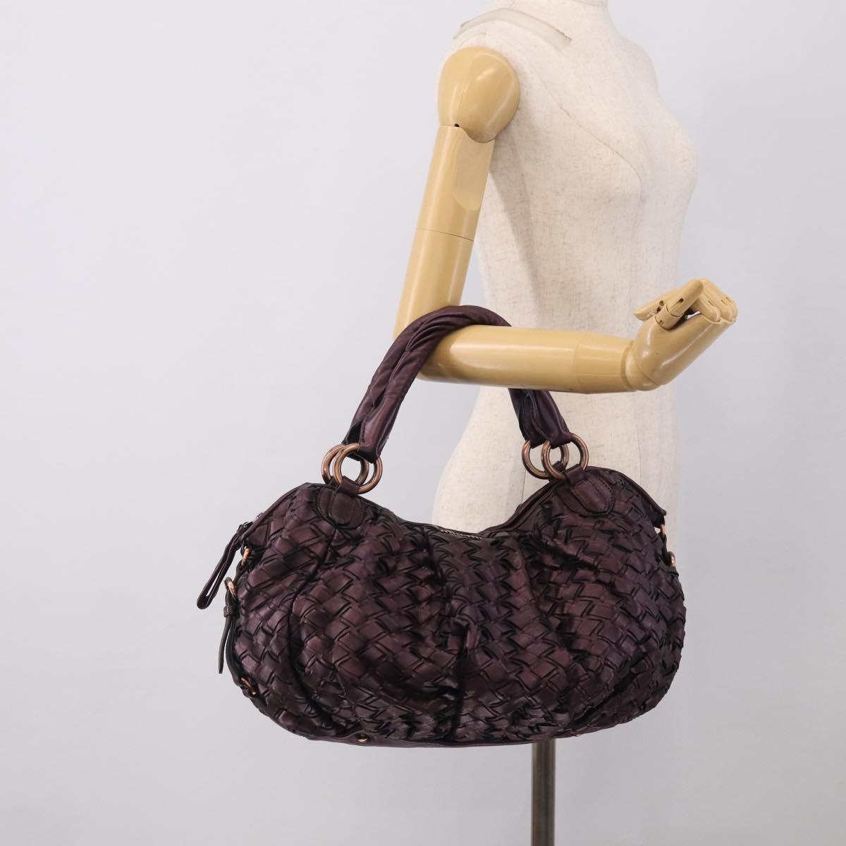 Miu Miu Hand Bag Leather Purple Gold Auth 212728SAM