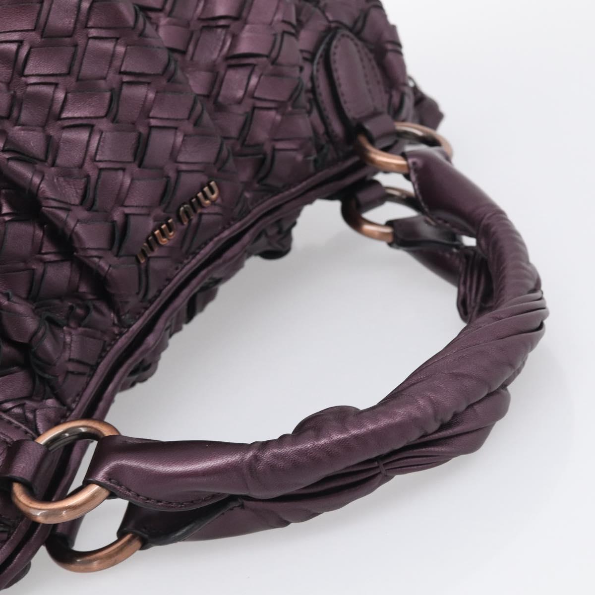 Miu Miu Hand Bag Leather Purple Gold Auth 212728SAM