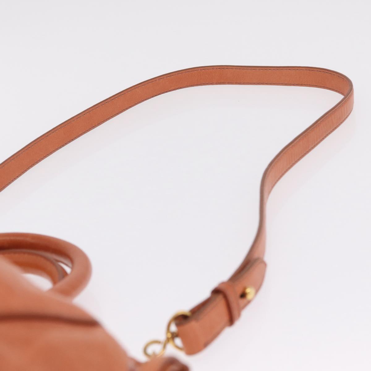 Miu Miu Hand Bag Leather 2way Orange Gold Auth 212729M