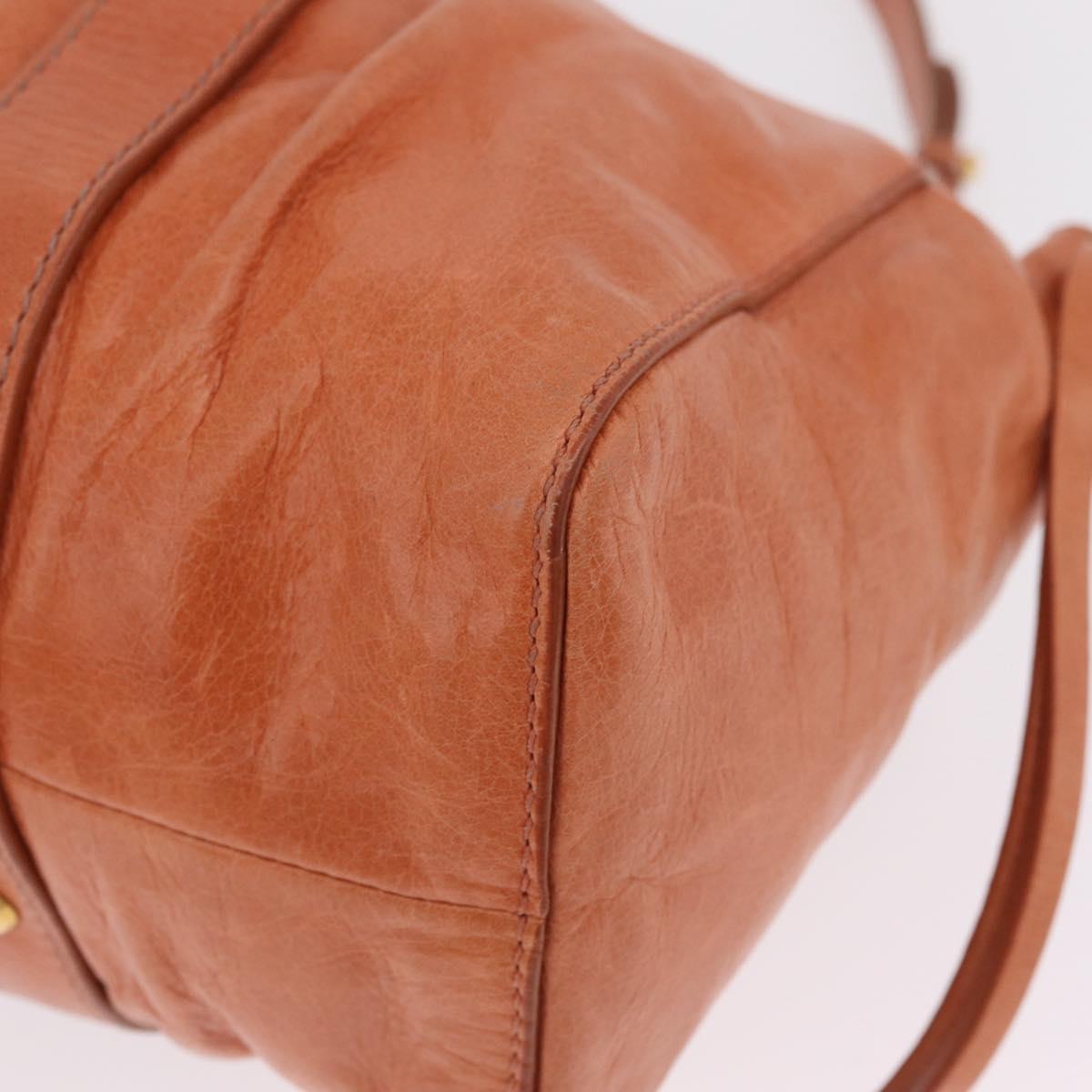 Miu Miu Hand Bag Leather 2way Orange Gold Auth 212729M
