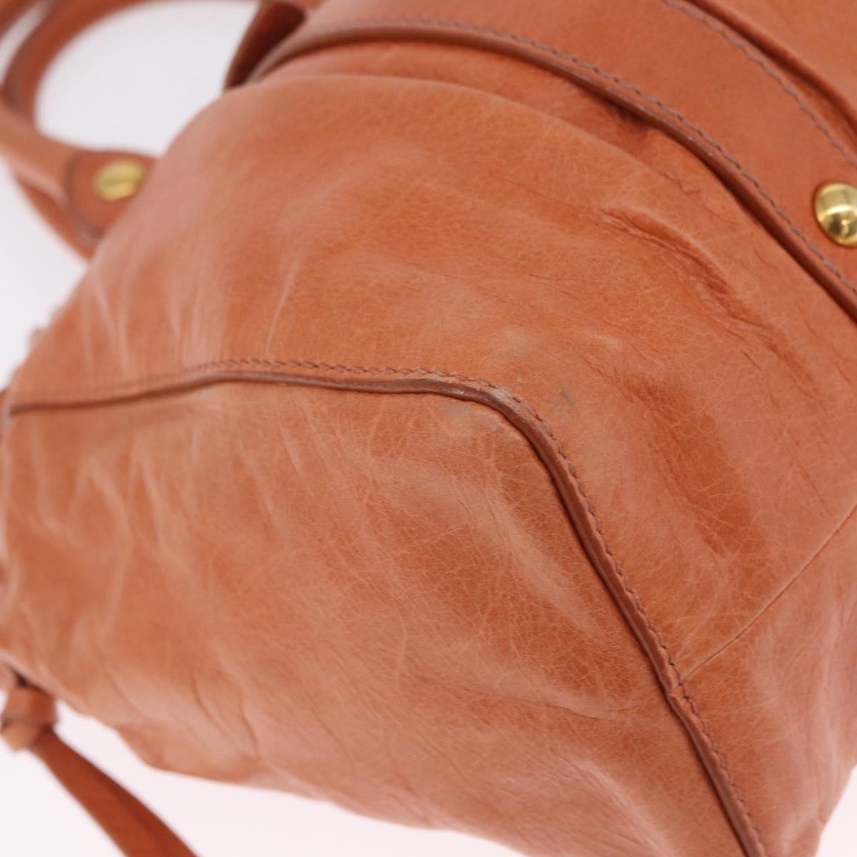 Miu Miu Hand Bag Leather 2way Orange Gold Auth 212729M