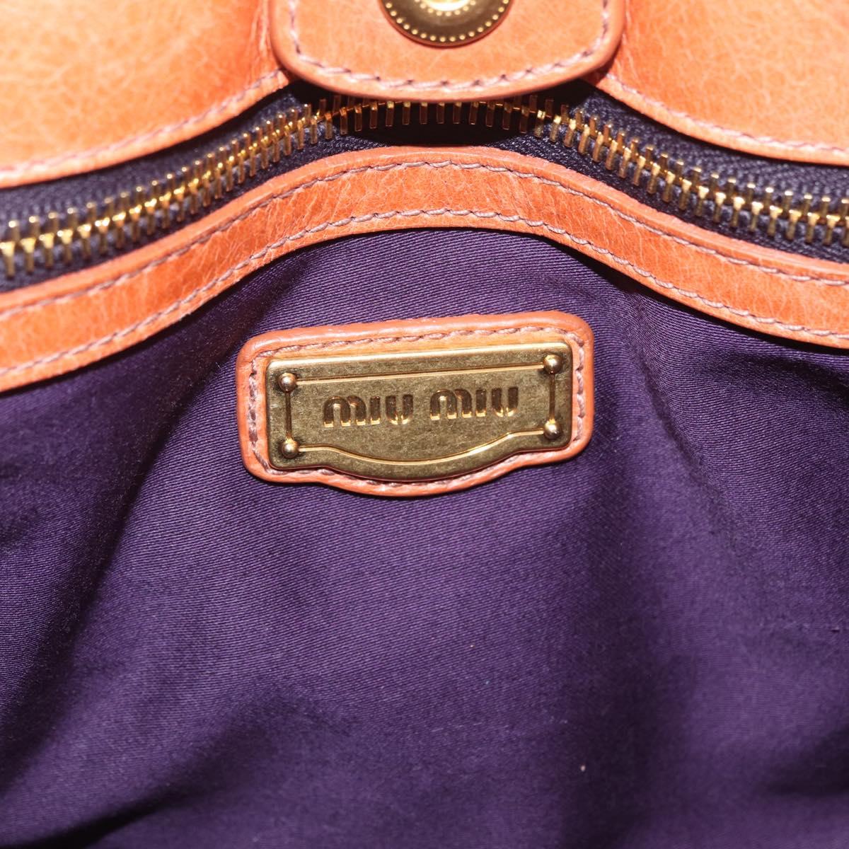 Miu Miu Hand Bag Leather 2way Orange Gold Auth 212729M