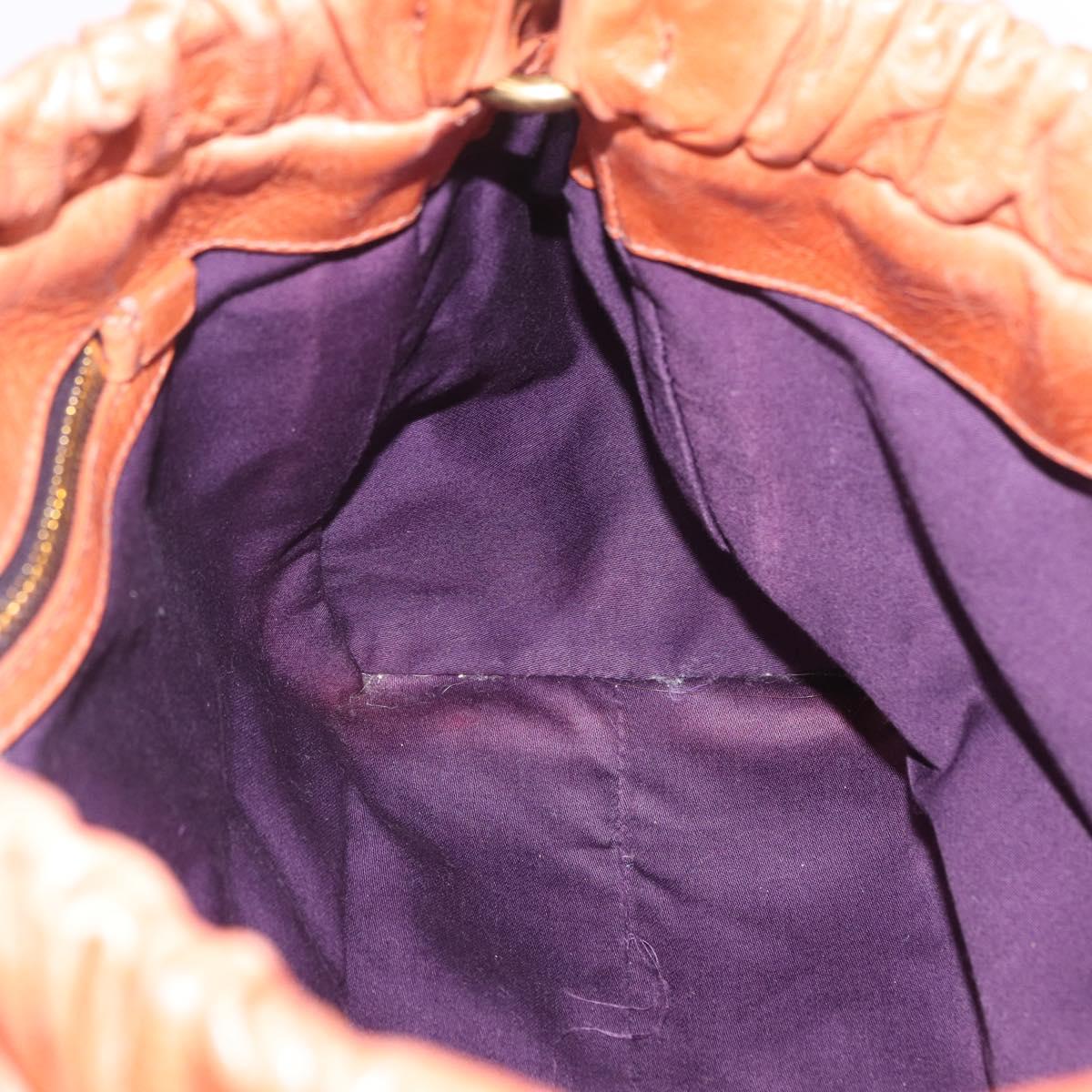 Miu Miu Hand Bag Leather 2way Orange Gold Auth 212729M