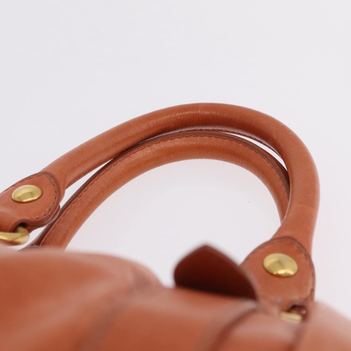 Miu Miu Hand Bag Leather 2way Orange Gold Auth 212729M