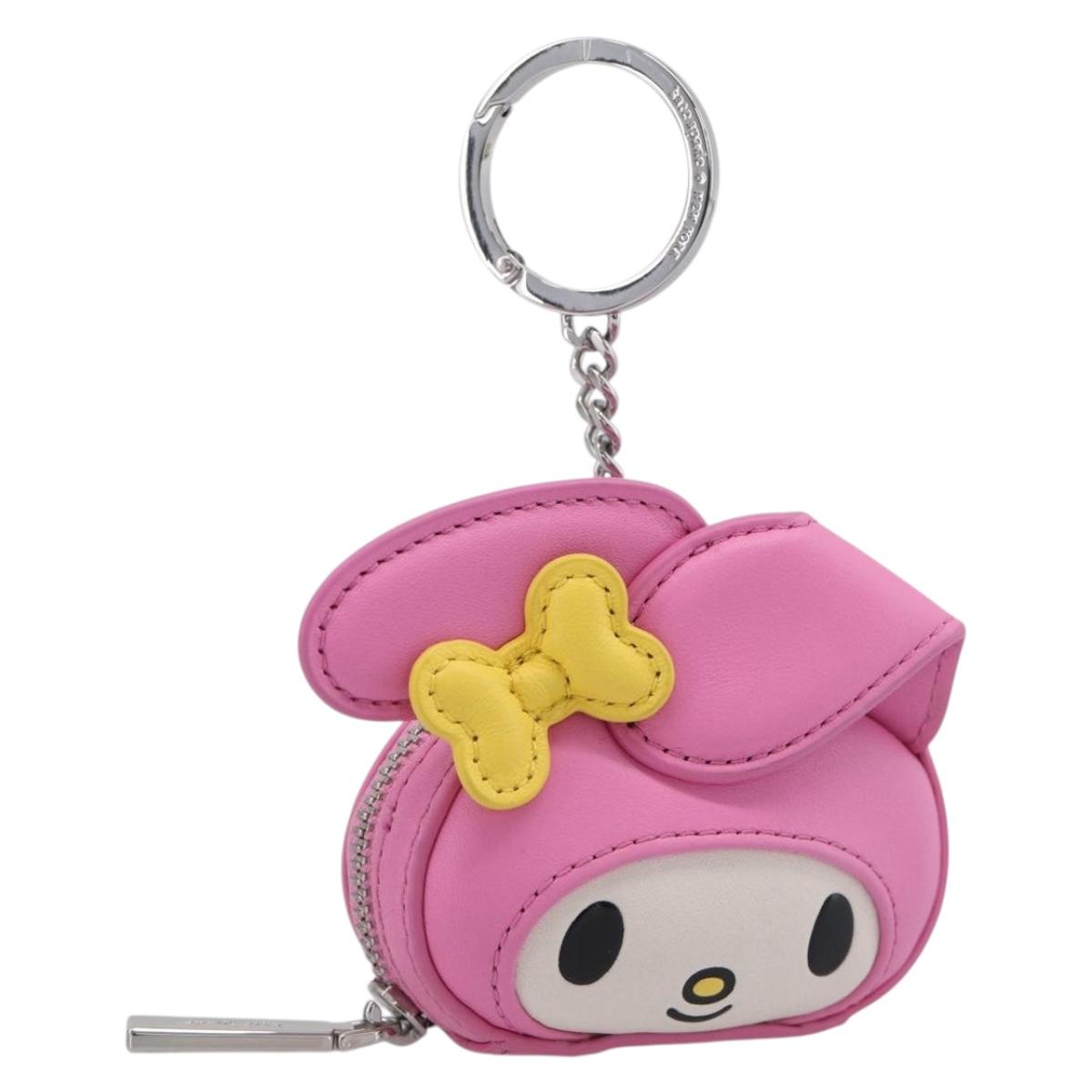 kate spade x Sanrio My Melody Bag Charm Leather Pink Silver Auth 212730M