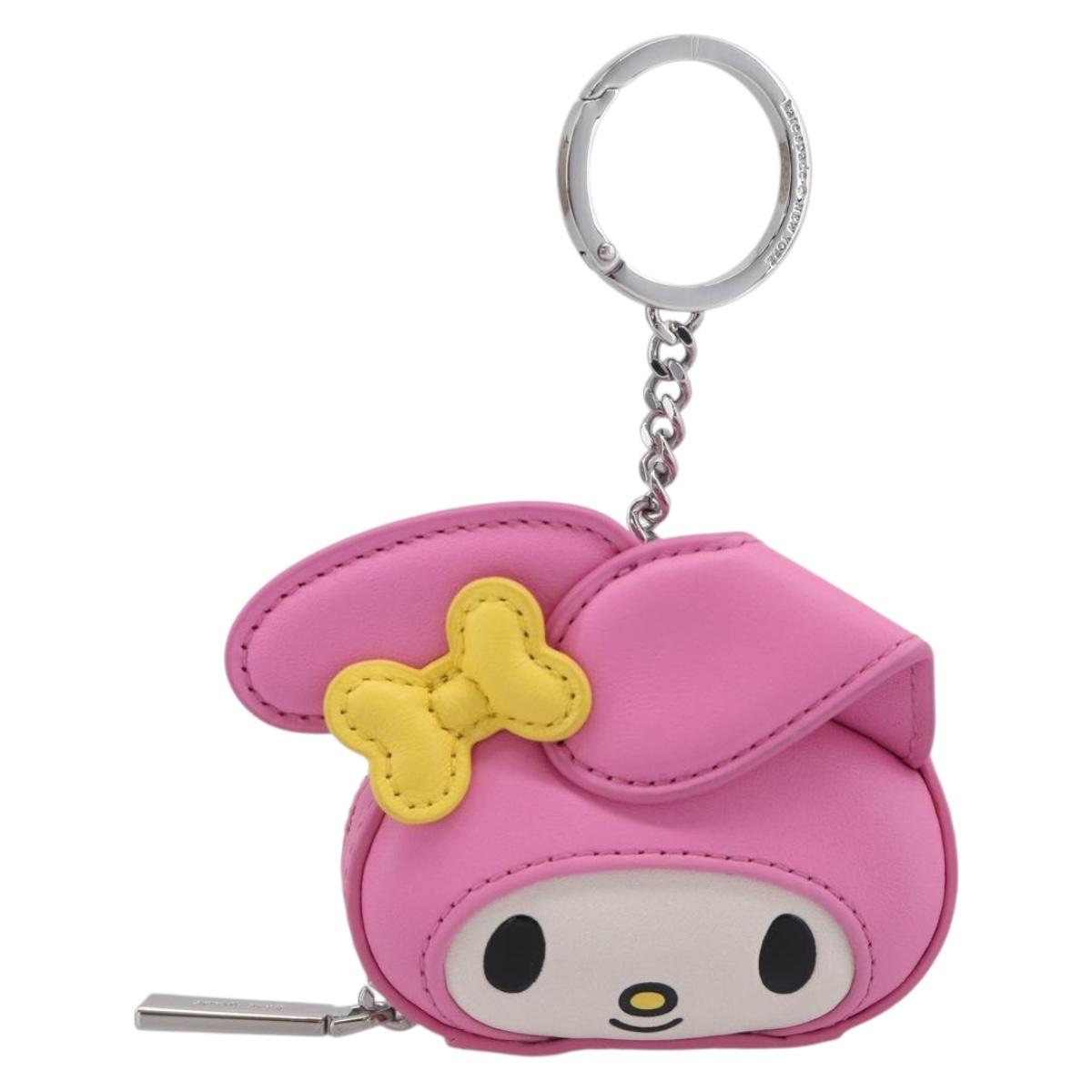 kate spade x Sanrio My Melody Bag Charm Leather Pink Silver Auth 212730M