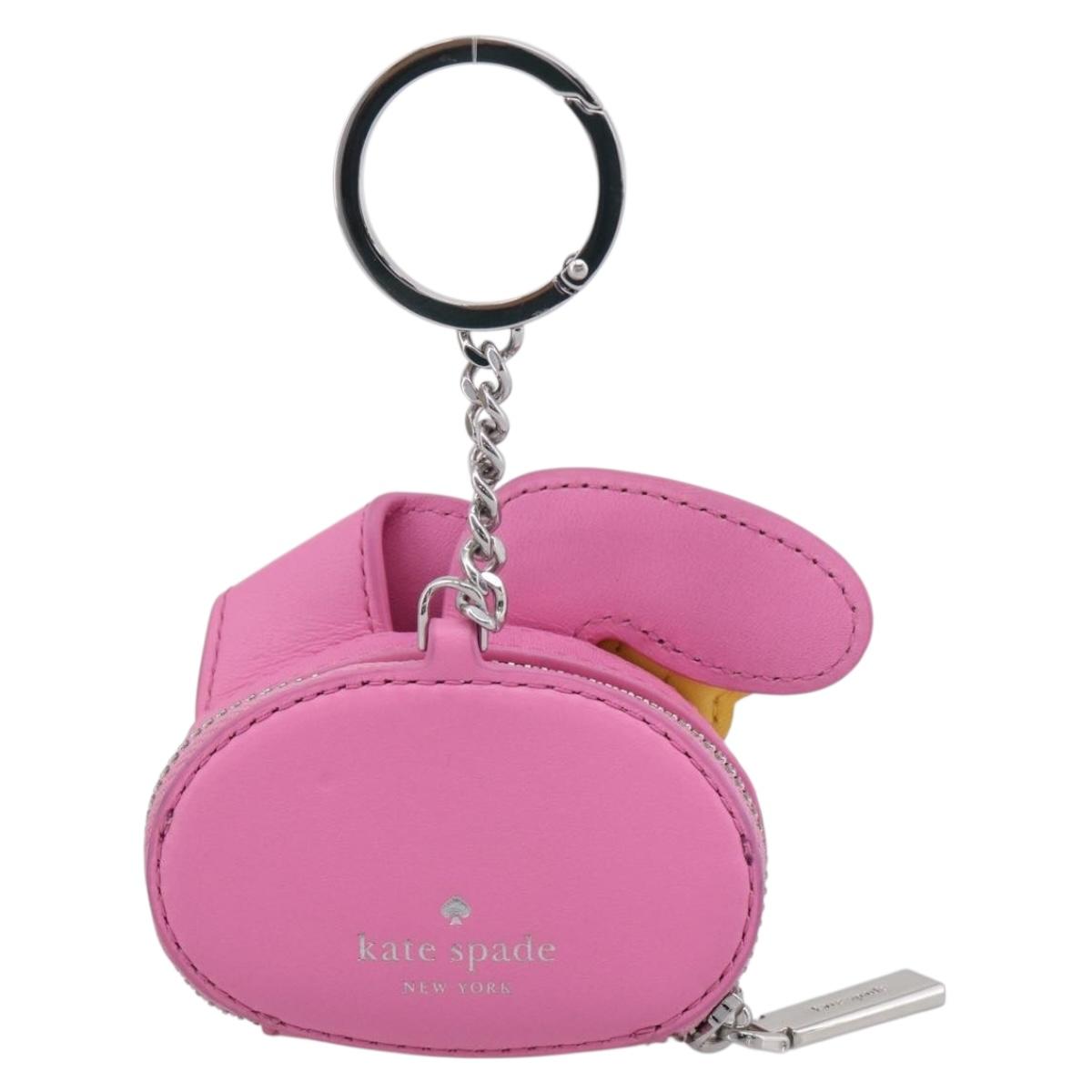 kate spade x Sanrio My Melody Bag Charm Leather Pink Silver Auth 212730M