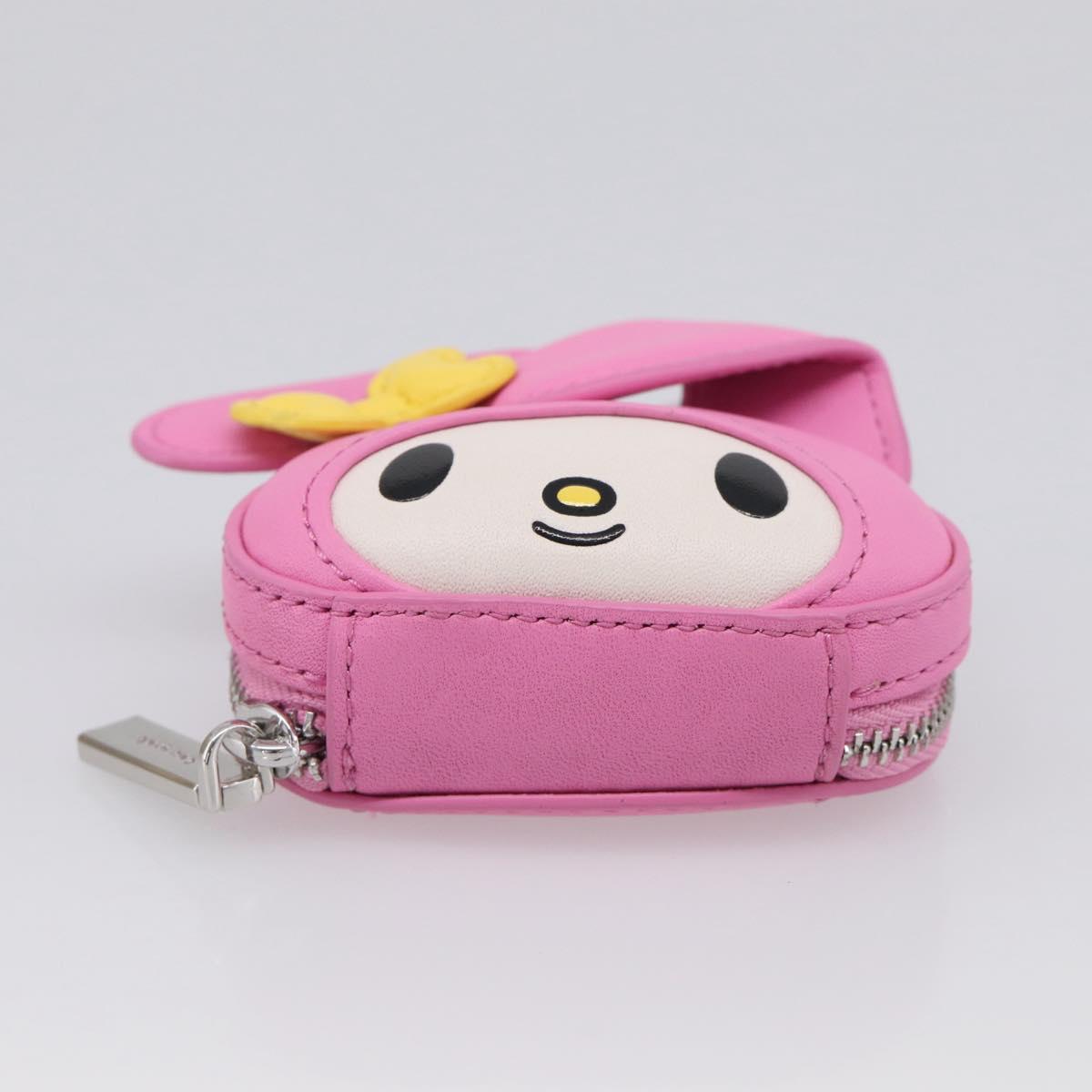 kate spade x Sanrio My Melody Bag Charm Leather Pink Silver Auth 212730M