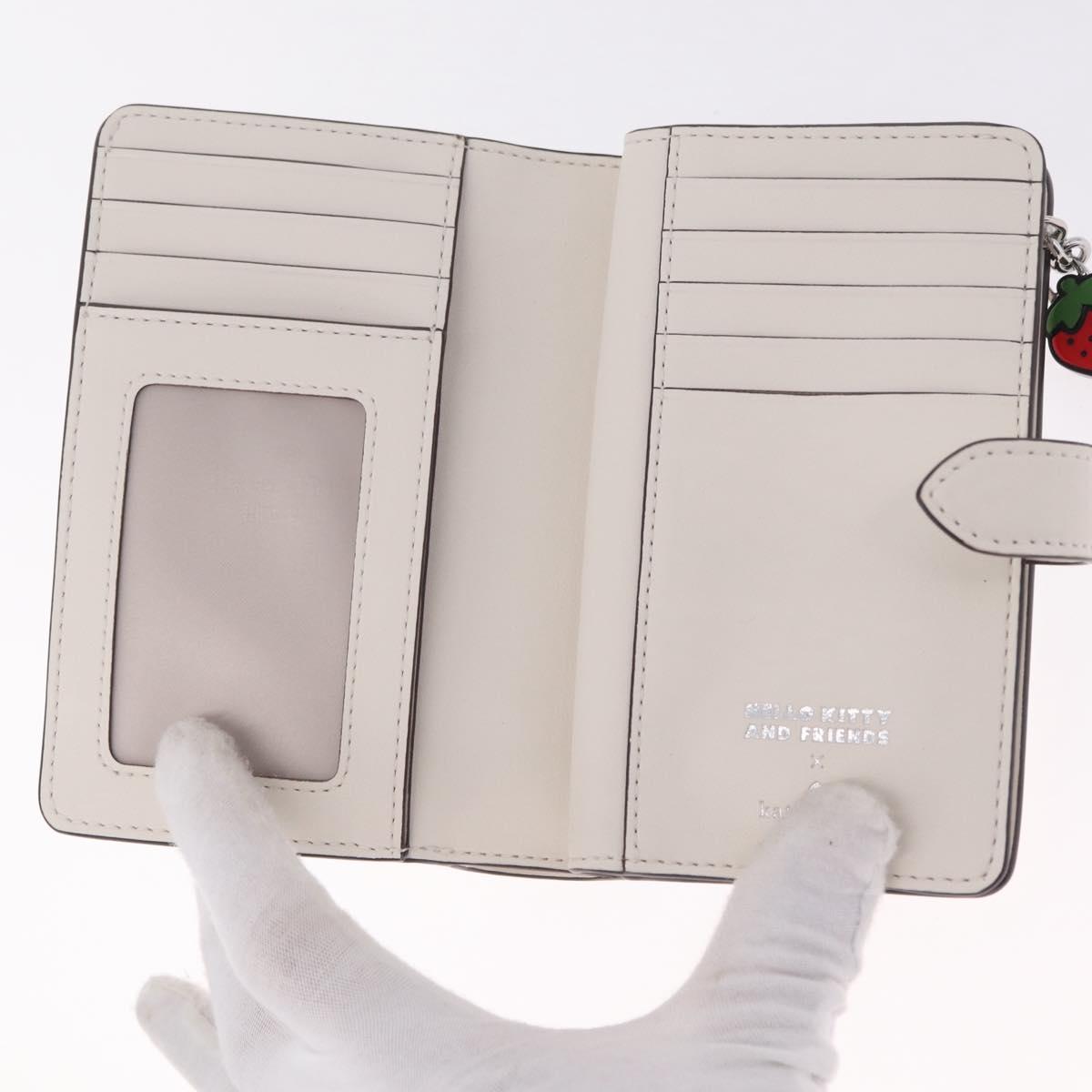 kate spade x Sanrio My Melody Kitty Kuromi Wallet Leather White Auth 212731M