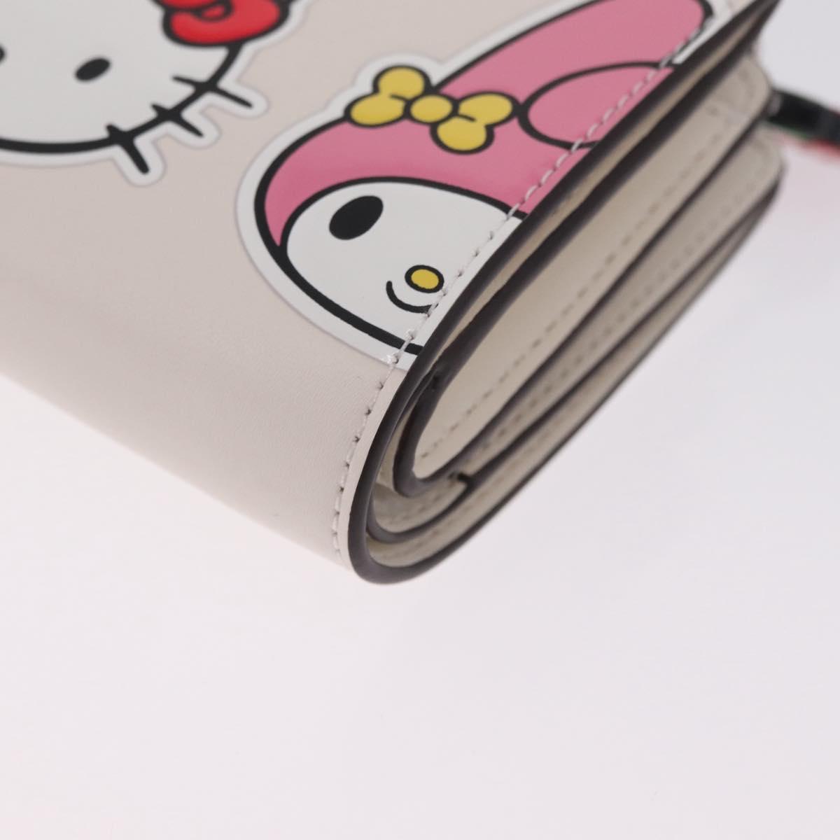kate spade x Sanrio My Melody Kitty Kuromi Wallet Leather Silver Auth 212732A