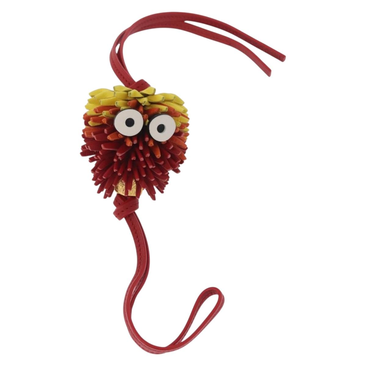 LOEWE x Studio Ghibli Calcifer Bag Charm Leather Red Gold Auth 212733SAM