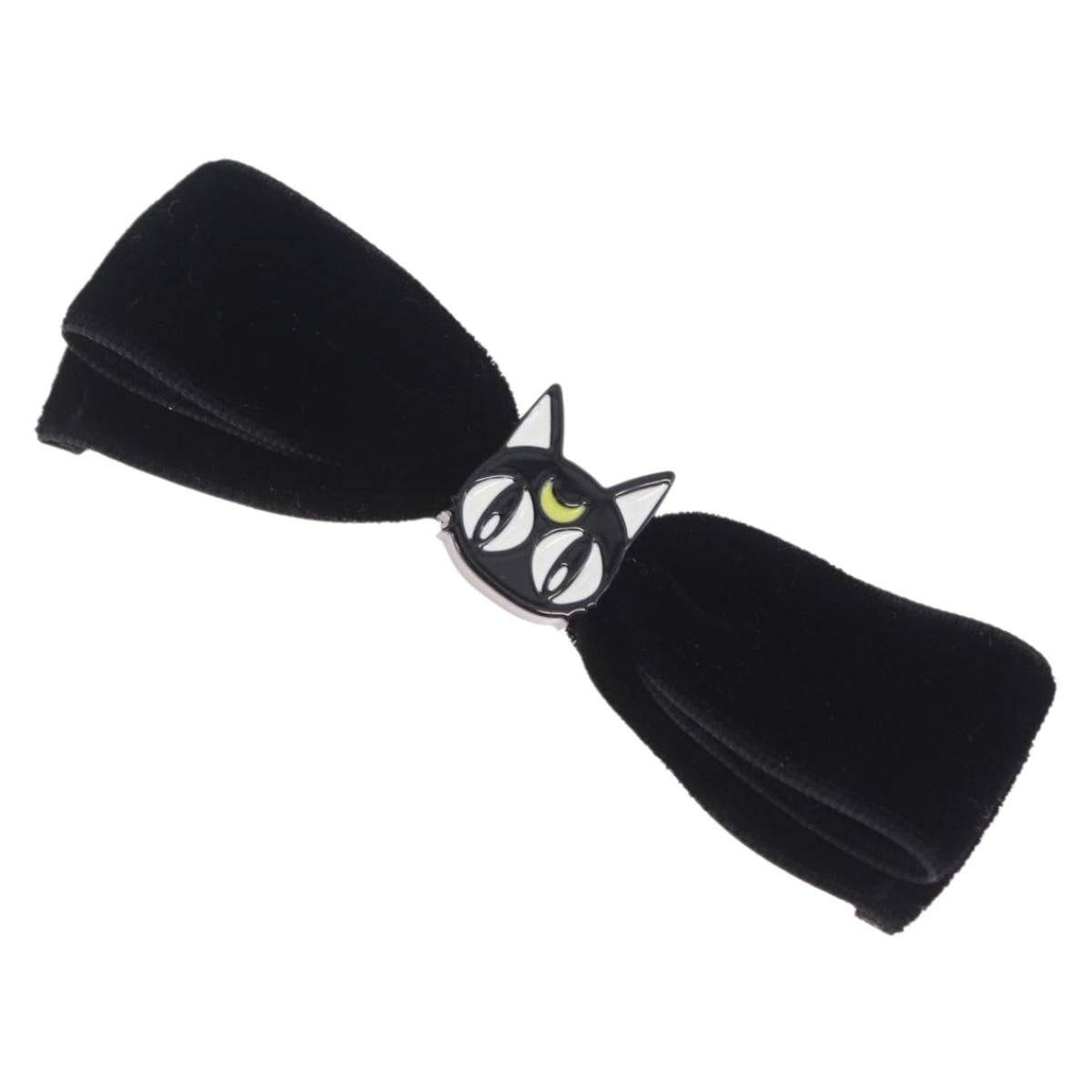 Jimmy Choo x Sailor Moon Hair Clip Luna Velor Black Silver Auth 212735SM