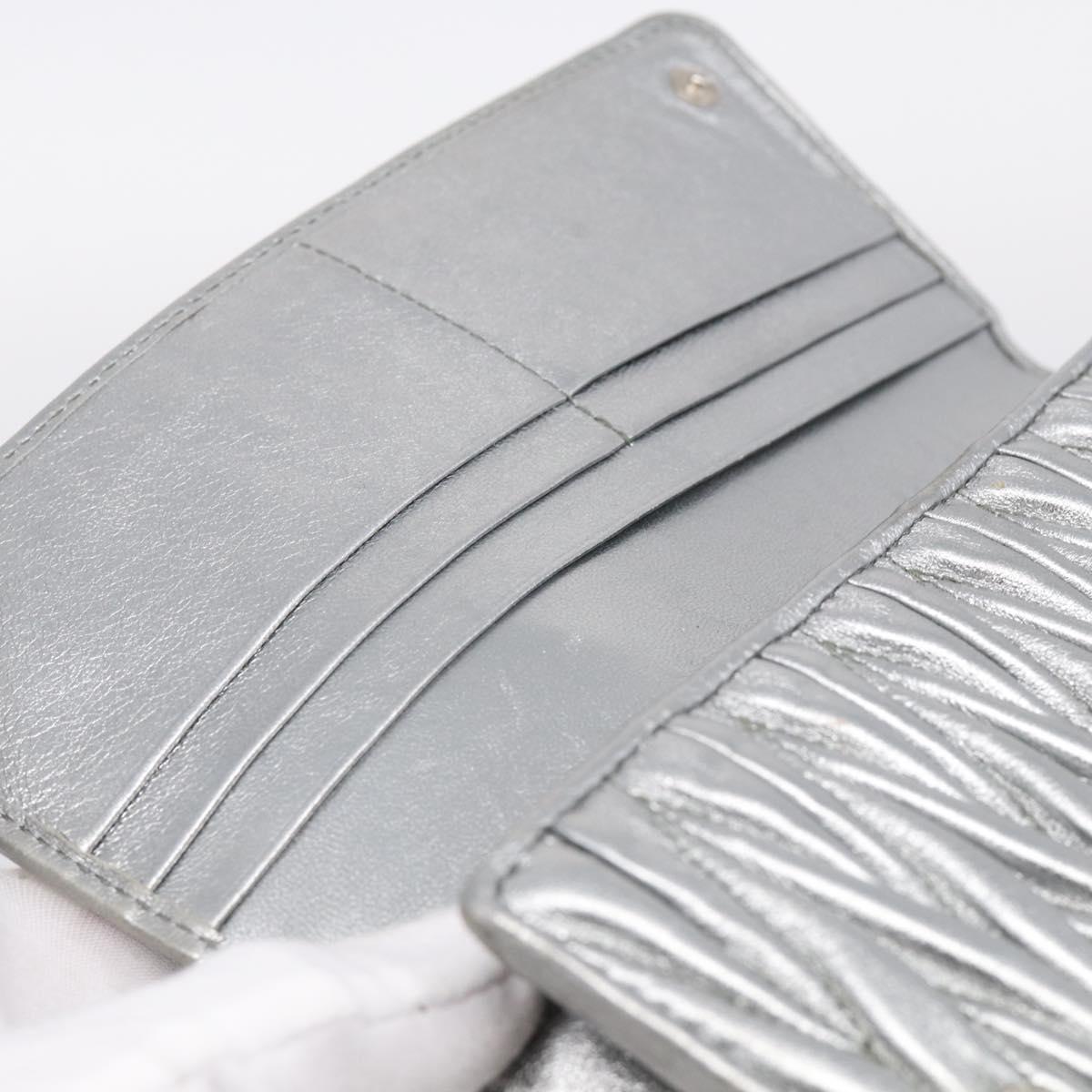 Miu Miu Matelasse Long Wallet Leather Silver Auth 212737