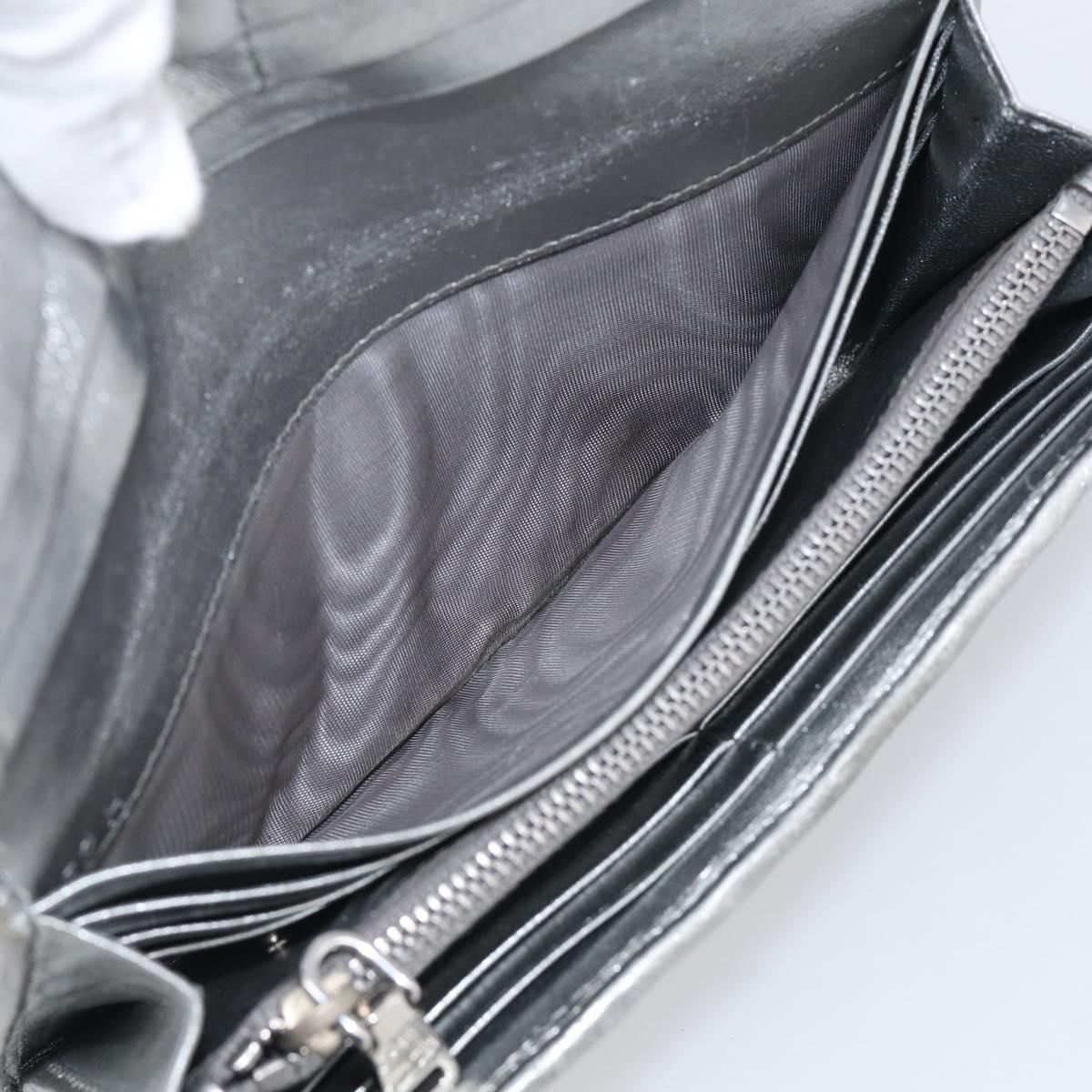 Miu Miu Matelasse Long Wallet Leather Silver Auth 212737