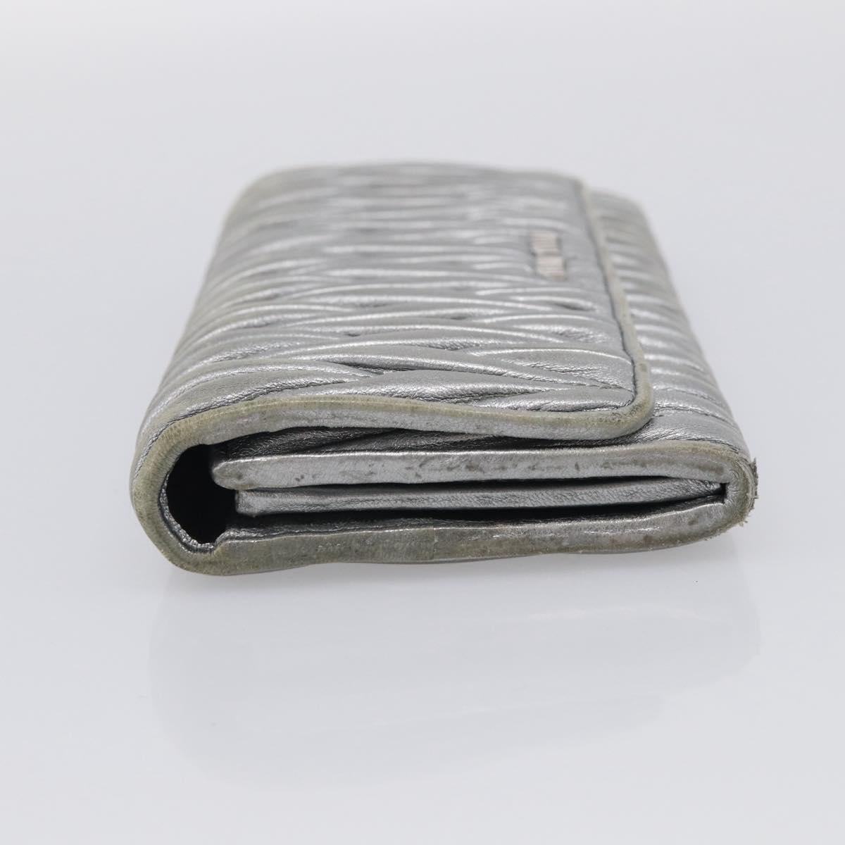 Miu Miu Matelasse Long Wallet Leather Silver Auth 212737