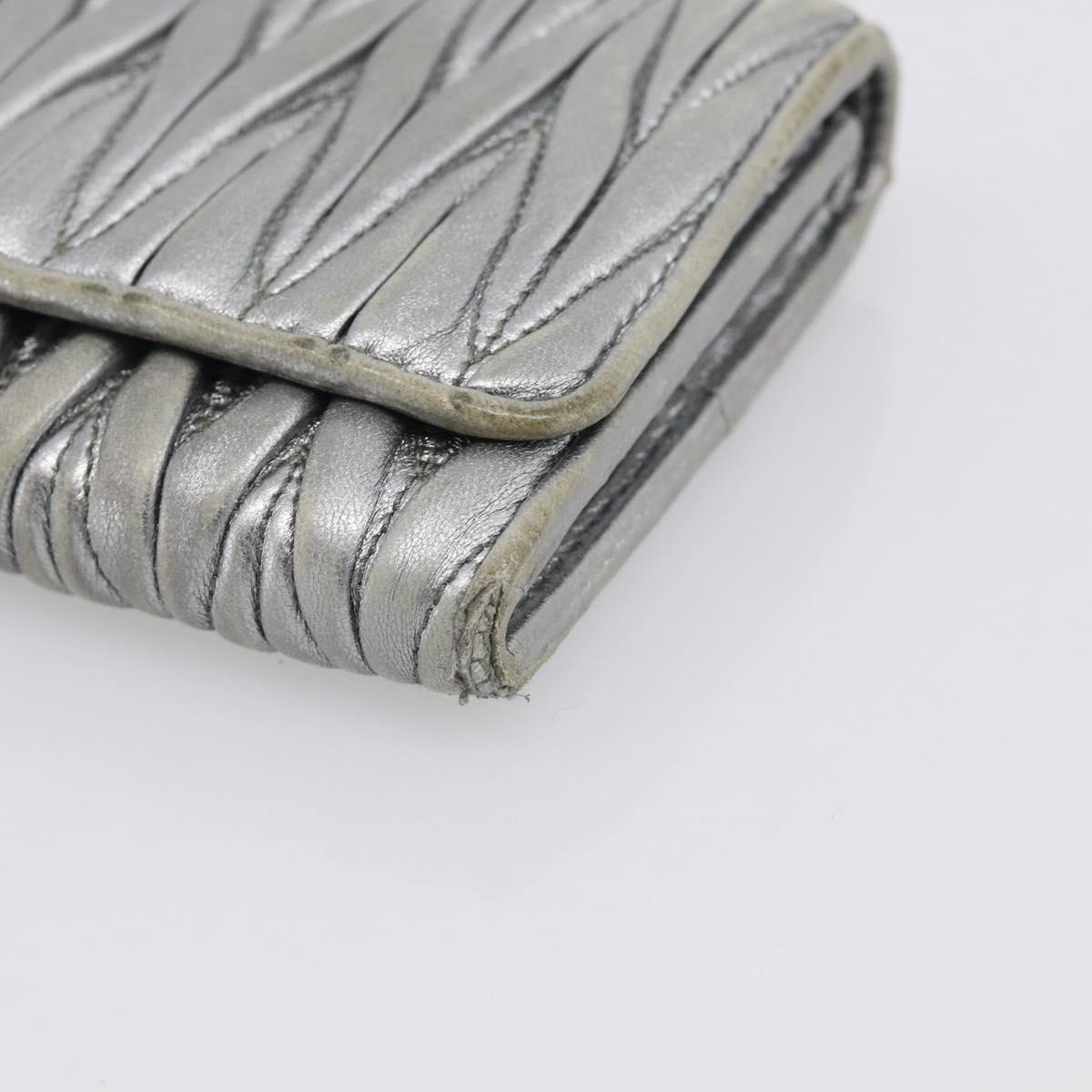 Miu Miu Matelasse Long Wallet Leather Silver Auth 212737