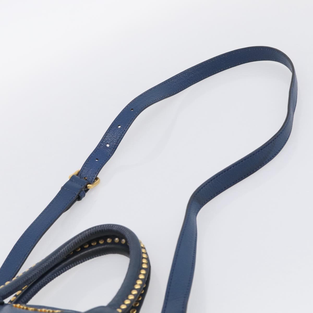 Miu Miu Hand Bag Leather 2way Blue Gold Auth 212738V
