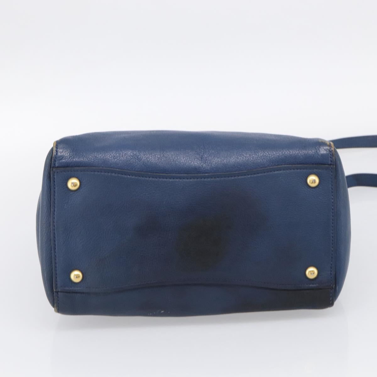 Miu Miu Hand Bag Leather 2way Blue Gold Auth 212738V