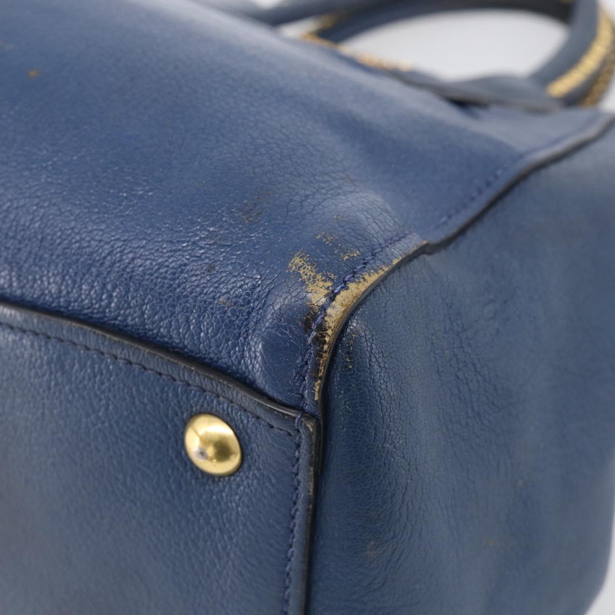 Miu Miu Hand Bag Leather 2way Blue Gold Auth 212738V