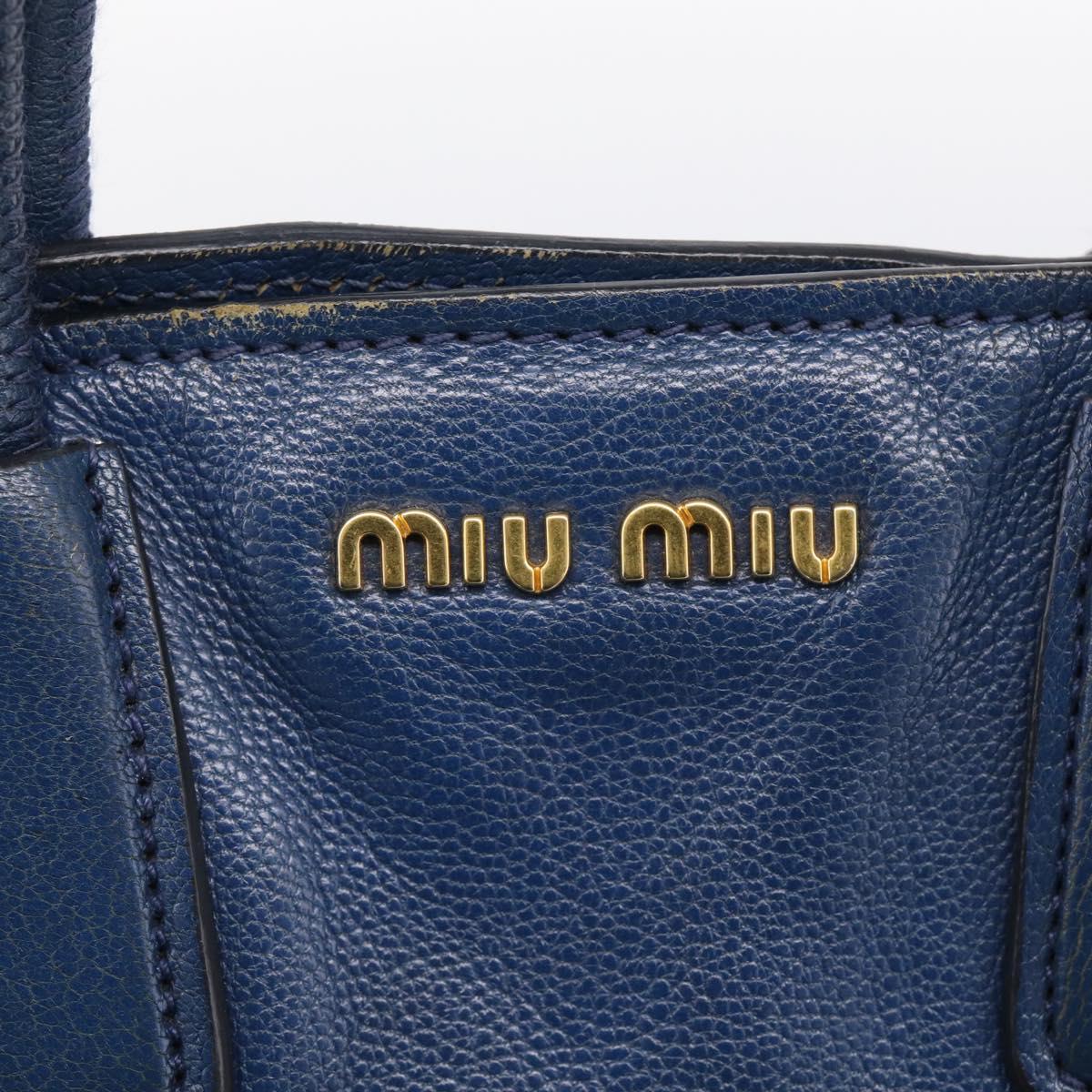 Miu Miu Hand Bag Leather 2way Blue Gold Auth 212738V