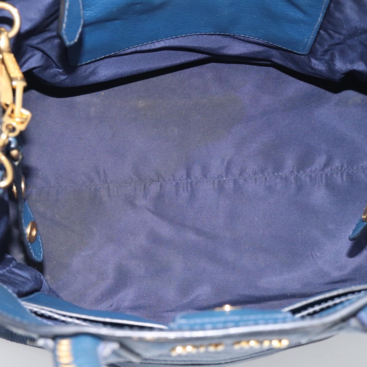 Miu Miu Hand Bag Leather 2way Blue Gold Auth 212738V