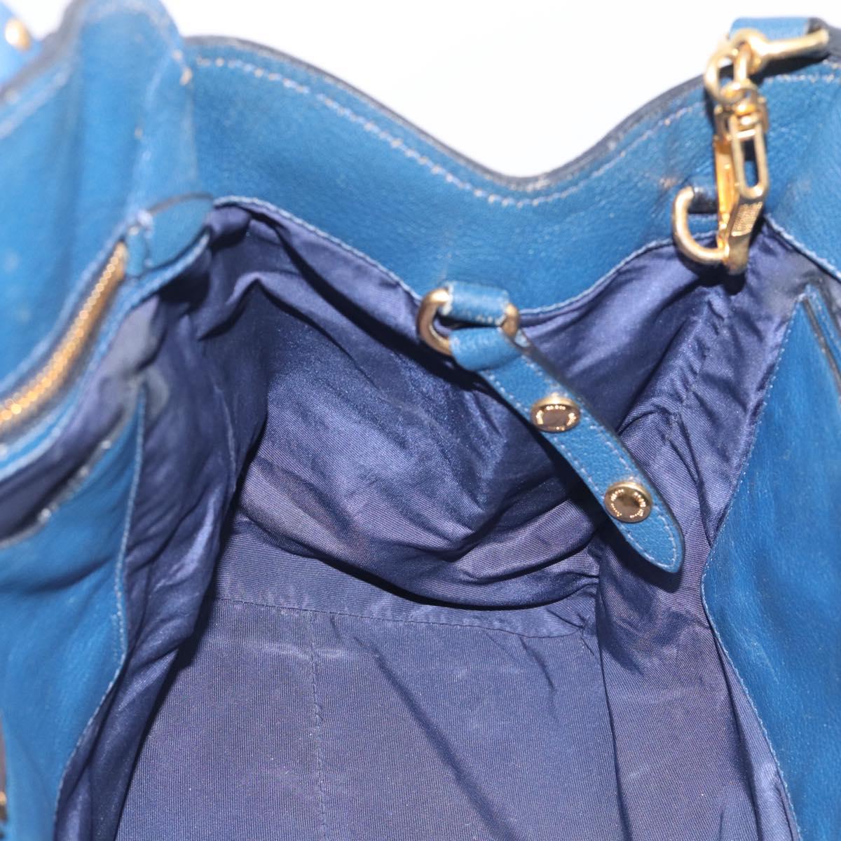 Miu Miu Hand Bag Leather 2way Blue Gold Auth 212738V