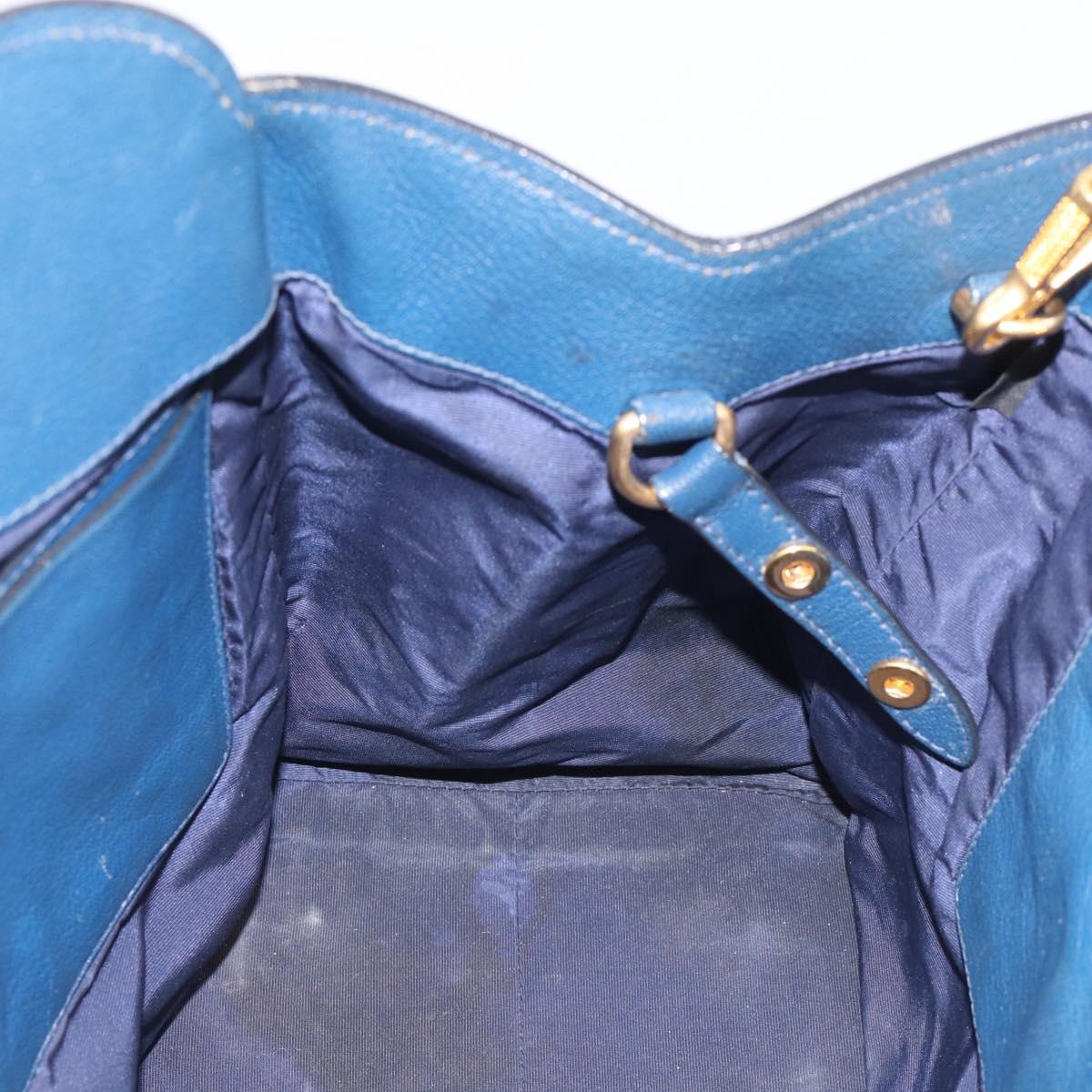 Miu Miu Hand Bag Leather 2way Blue Gold Auth 212738V