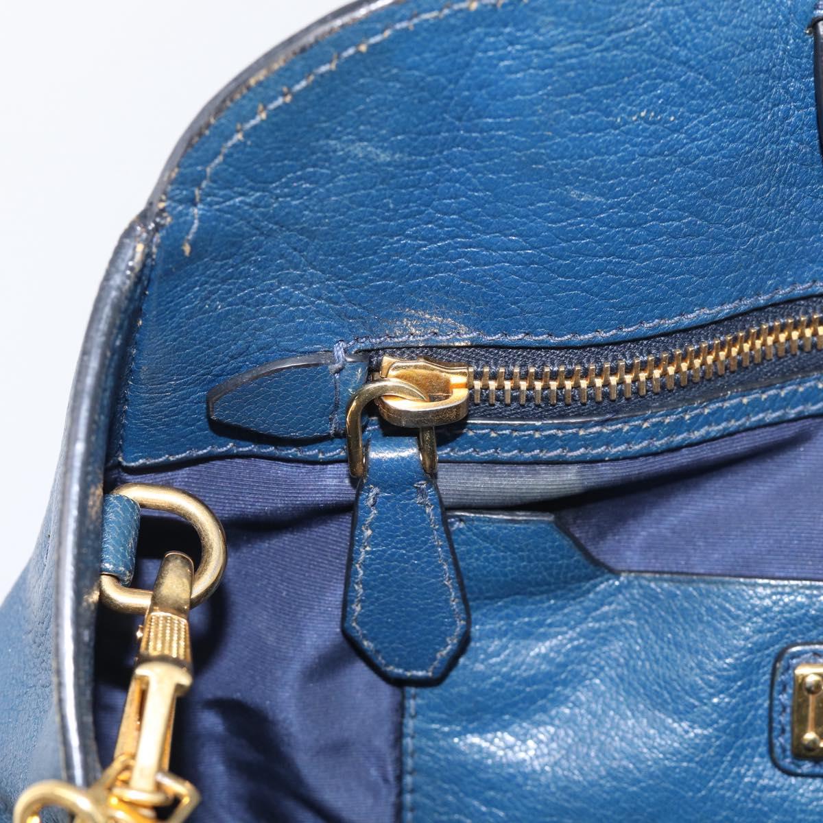 Miu Miu Hand Bag Leather 2way Blue Gold Auth 212738V