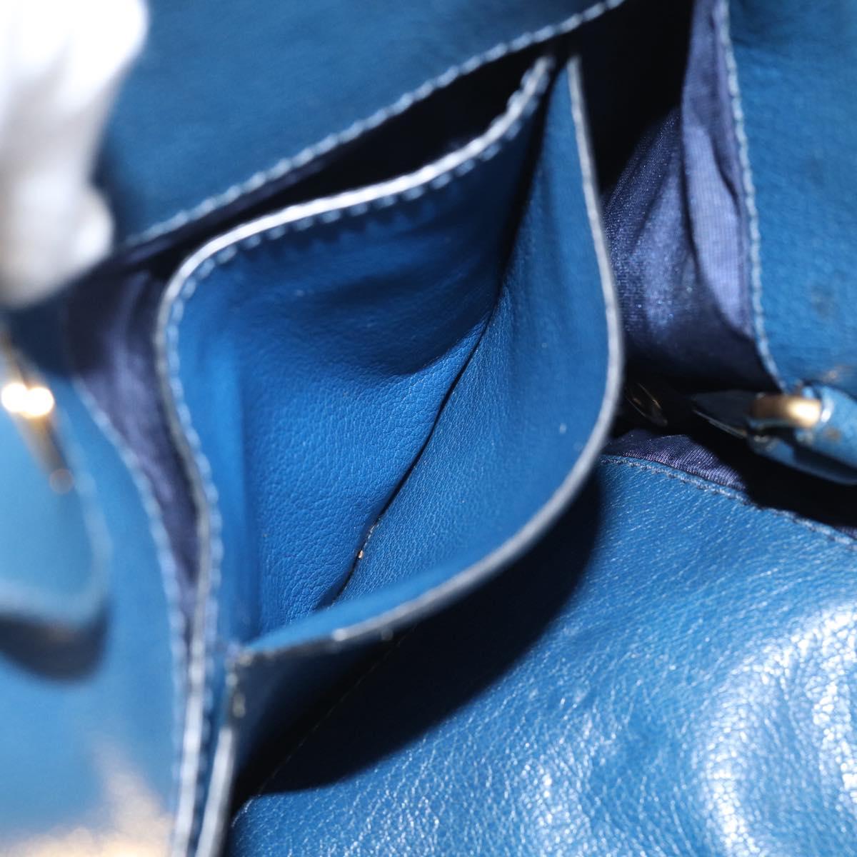 Miu Miu Hand Bag Leather 2way Blue Gold Auth 212738V