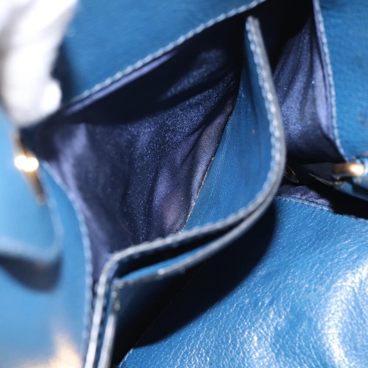 Miu Miu Hand Bag Leather 2way Blue Gold Auth 212738V