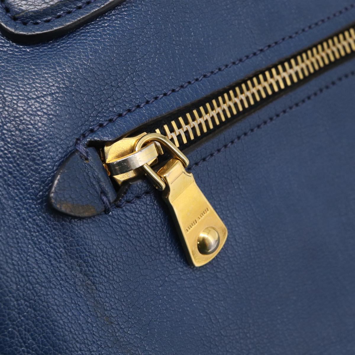 Miu Miu Hand Bag Leather 2way Blue Gold Auth 212738V