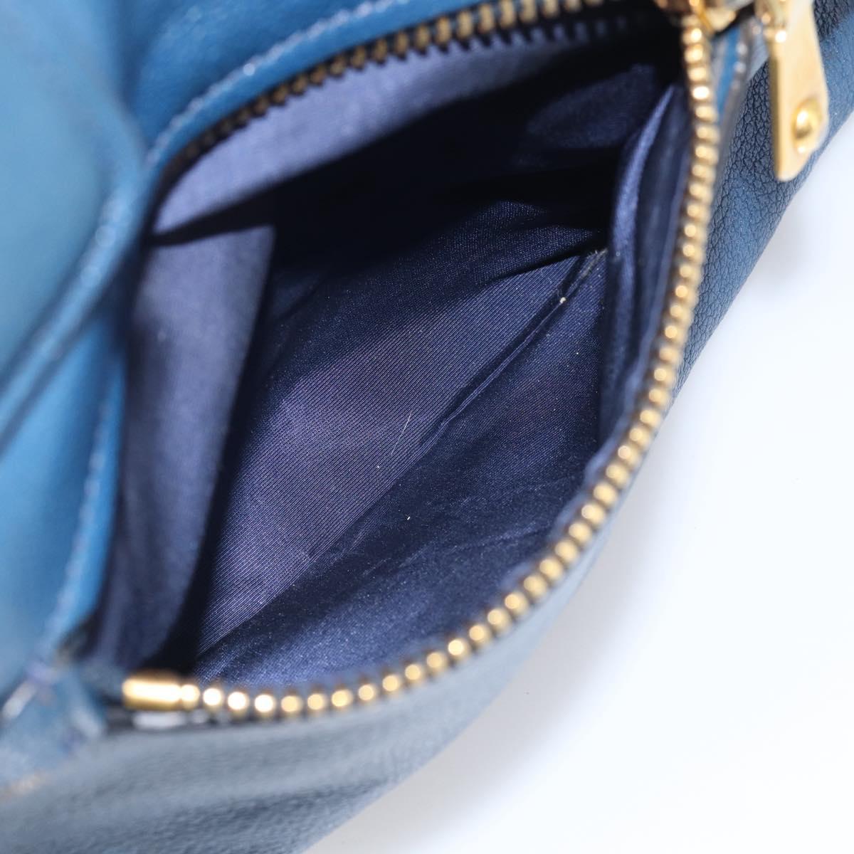 Miu Miu Hand Bag Leather 2way Blue Gold Auth 212738V
