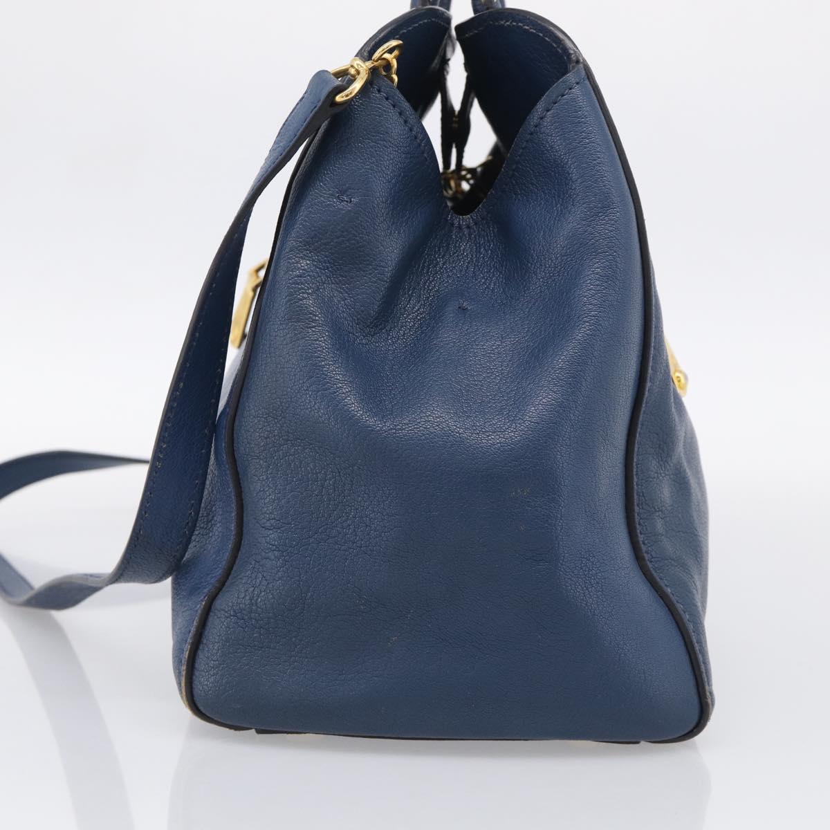 Miu Miu Hand Bag Leather 2way Blue Gold Auth 212738V