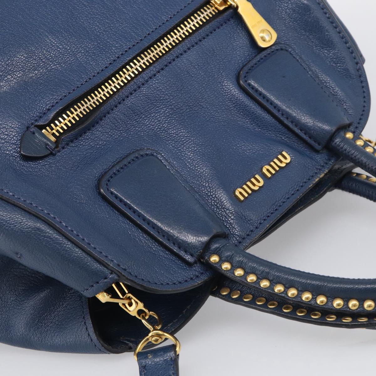 Miu Miu Hand Bag Leather 2way Blue Gold Auth 212738V